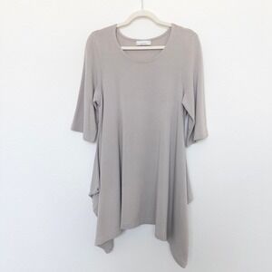 Bryn Walker Womens Tunic Top Size S Beige Asymmetrical Lagenlook Minimalist Chic